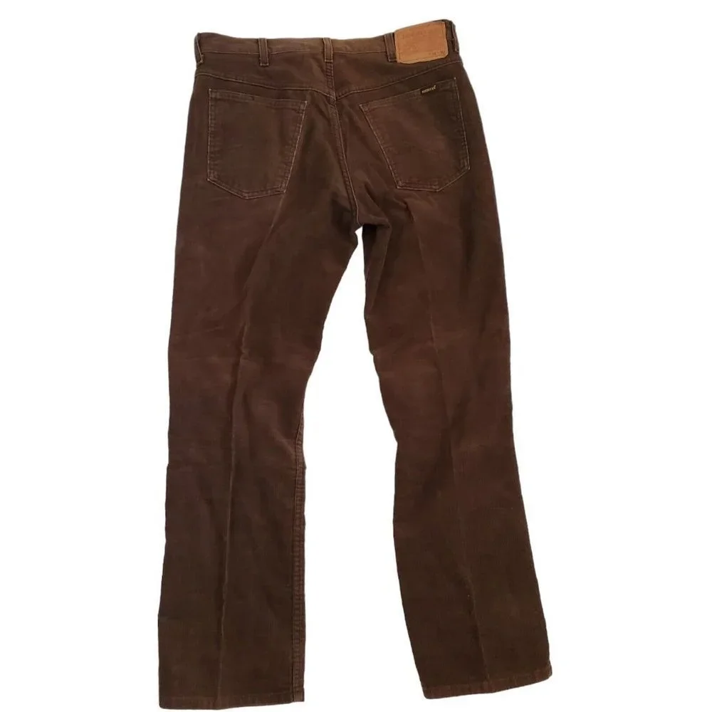 Vintage Brown Corduroy Straight‎ Leg Pants Rockabilly Retro Roebucks 34 X 30